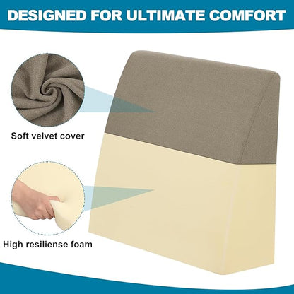 TANYOO Back Pillow for Bed Sitting Up High Resilience Wedge Reading Pillow for Sitting in Bed Adult Soft Support Backrest Pillow for Reading Gaming Watching TV 23.6” x22” Khaki
