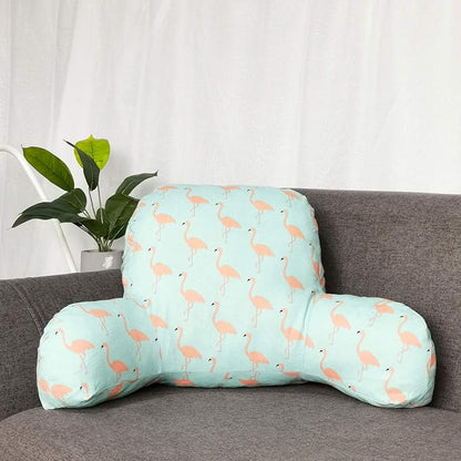 Bohemian Printed Reading Pillow with Support Arms Soft Bed Rest Pillows Back Support Cushion for Kids Reading Watching TV Sitting Up in Bed (20"×15"×8",Bird)