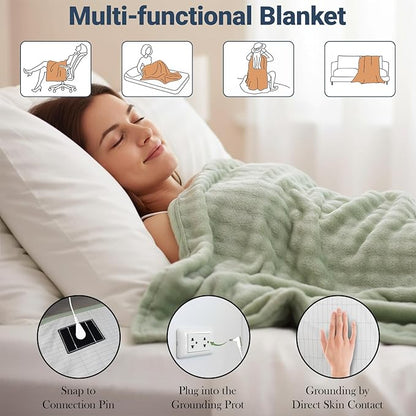Grounding Blanket Grounding Sheets Queen, Grounding Throw for Improved Sleep, Relieving Pain,Conductive Grounded Mat for Bed with Grounding Wire (Green, Baby)