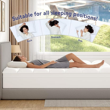 ELEMUSE Super/Olympic Queen Mattress Topper for Back Pain, Extra Thick Mattress Pad Cover, Plush Soft Pillowtop with Elastic Deep Pocket, Overfilled Down Alternative Filling