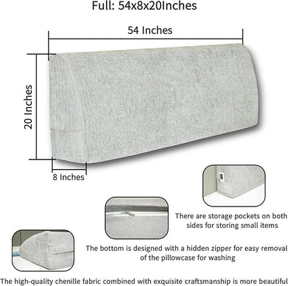 Headboard Wedge Pillow California King Headboard Pillow Memory Foam Reading Pillow Large Headboard Back Cushions for Bed Rest Light Gray
