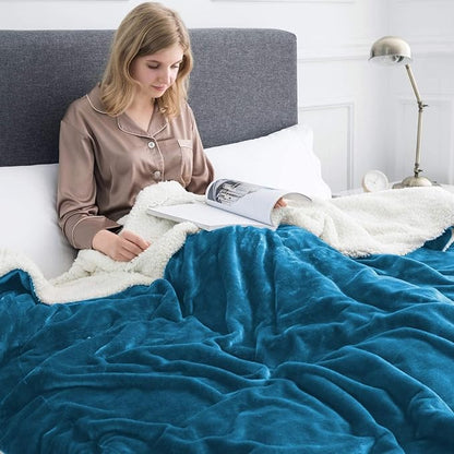 IR Imperial Rooms Sherpa Fleece Throw Blanket for Couch - Soft and Fuzzy Teal Blanket for Winter - Reversible Thick and Warm Fluffy Throw Blankets for Bed, Sofa, Camping and Travel, 50x60 Inches