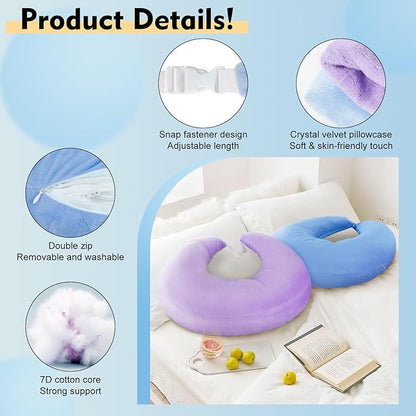 Gaming Pillow Arm Support Pillow for Bed & Sofa: Ergonomic U-Shaped Lap Pillow with Elbow Rest for Adults & Kids - Reduces Arm Pain & Fatigue During Gaming, Reading, Working & Crocheting