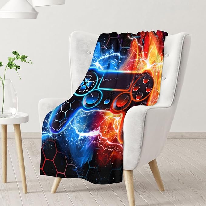 Boys Blanket Gifts Gaming Blankets for Adults, Men - 60" x 80" Cozy Fuzzy Cool Throws Decor for Living Room, Bed