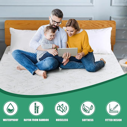 Waterproof Mattress Protector Full Size, Viscose Cooling Breathable Mattress Cover, Fitted Deep Pocket Mattress Pad Cover Stretches up to 23 Inches, Noiseless Soft Bed Cover