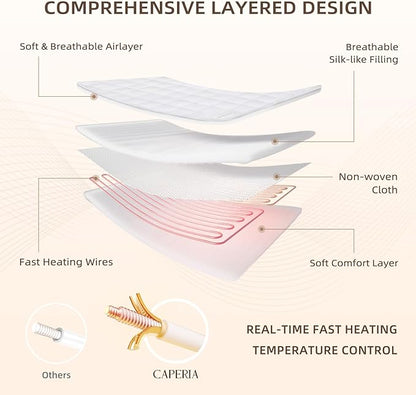 Heated Mattress Pad Quilted Multizone electric mattress pad Individual Body and Feet Bed Warmer 9 Heat Settings, 1-12 Hours Auto Off, Deep Pocket, Fast Heating, Machine Washable Full 54''x75''