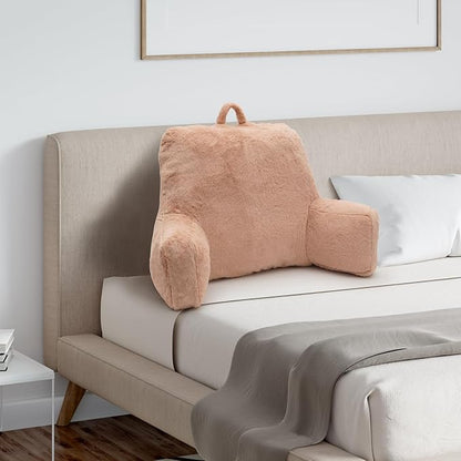 Reading Pillow Large Bed Pillow,Backrest Pillow with Arms, Back Support Pillow for Sitting Up in Bed, Couch for Lounging Bedrest,Camel