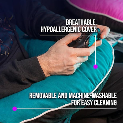Legendary Gaming Pillow | Ergonomic Arm Rest Pillow for Long Gaming Sessions | Gaming Lap Pillow Provides Wrist & Elbow Support | Suede Gamer Pillow Comes with a Washable Cover, (Fenrir)