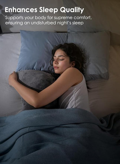 QUEEN ROSE Body Pillow for Side Sleepers, Soft Comfort S Shaped Hug Pillow for Adults, Full Body Support, Velvet Grey