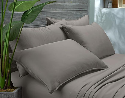 Queen Pillowcases by Pure Bamboo, Genuine 100% Organic Viscose Derived from Bamboo, Luxuriously Soft & Cooling, Double Stitching, Envelope Closure (2 Queen Pillowcases, Graphite)