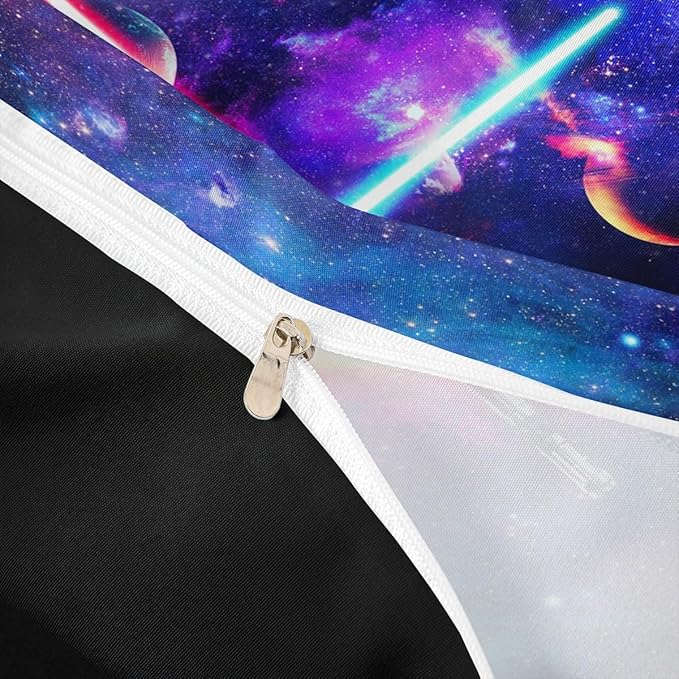 Lightsaber Duvet Cover Sets King,Galaxy Universe Planet Bedding Set 3pcs for Teens Boys Girls Room Decor,Trippy Star Sky Comforter Cover Watercolor Quilt Cover with 2 Pillowcases,Purple