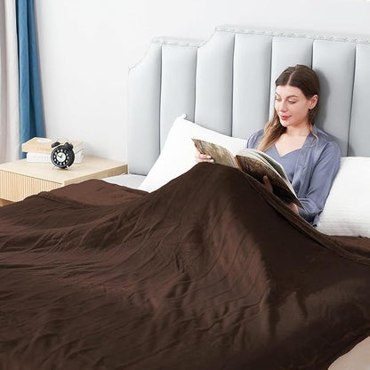 Electric Heated Blanket Queen Size 84"x 90",Dual Control Super Cozy Soft Warm with 5 Heat Levels &10 Hours Auto Off, Home Office Use & Machine Washable, Dark Brown