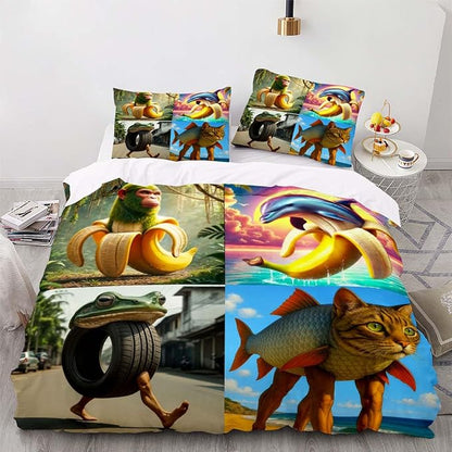 Funny Fusion Animals Bedding Set,Fusion Animals Duvet Cover Twin Full Queen King Set for Kids Boys Bed Decor Gifts (Color 16,Twin (68" x 90"))