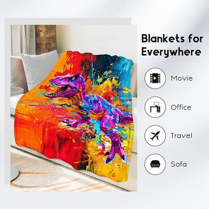Dinosaur Blanket - Blankets for Boys/Kids - 40x50 Inches Dinosaur Gifts Soft Flannel Kids Throw for Couch, Bed