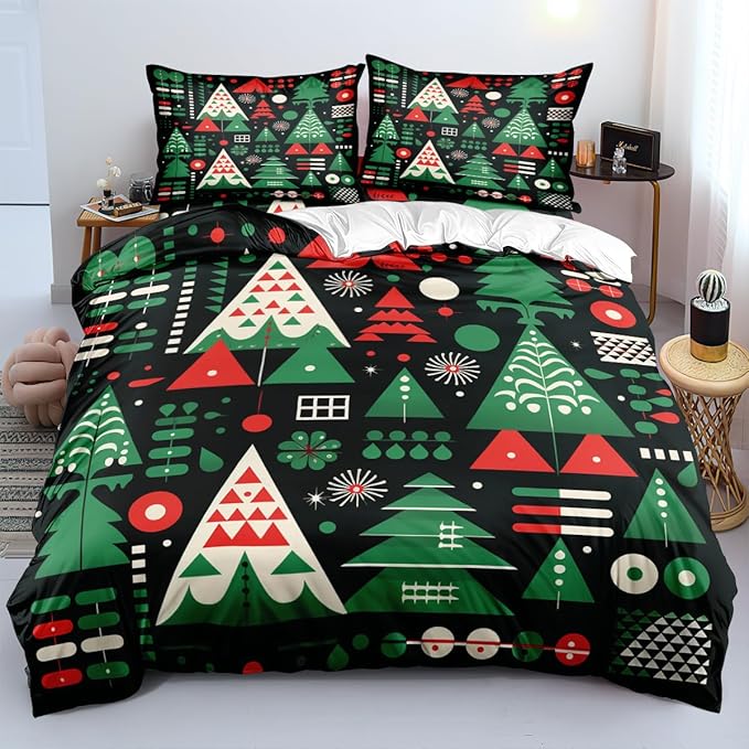 Christmas Duvet Cover Bedding Sets King Size for Kids Girls Teens, Christmas Petal Country Bedding Décor, 1 Duvet Cover and 2 Pillow Shams - 70x90 inches