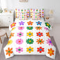 Feelyou Cute Flower 7 Piece Bedding Set King Size Colorful Flower Comforter Set with Sheets for Kids Boys Girls White Colorful Bed in a Bag Kawaii Theme Bed Set