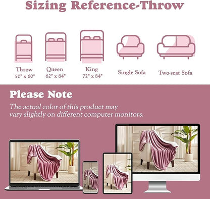 Heated Blanket Throw Size Fast Warming Heating Electric Throw Blanket with 6 Heat Settings & 4 Hours Auto-Off, Ideal Gift for Her, 50"x60", Purple