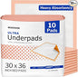 McKesson Underpads Disposable Bed Pads 30" x 36" [10 Count], Heavy Absorbency, Ultra Incontinence Chux Pads for Adults, Elderly, and Baby, Pee Pads