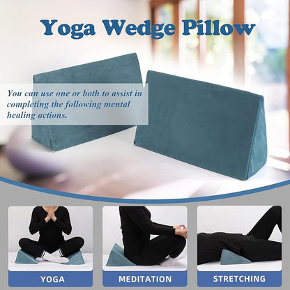Small Wedge Pillow, Wedge Pillow for Bed Sores, Positioning Wedge, Mini Pillow for Laptop and Yoga, Small Foam Wedge for Chair (1 Unit, Light Blue)