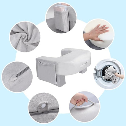 Soft Reading Pillow, Armrest Lap Desk Pillow for Adult, Premium Foam Bed Rest Pillow for Reading, Working, Playing Game or Sitting in Bed Floor Sofa(Grey)