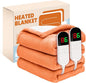 Electric Heated Blanket,Flannel & Sherpa Heated Queen Blanket 84"x90",Fast Heating Soft Fleece Blanket with 8 Heating Levels & 8H Auto Off-Orange