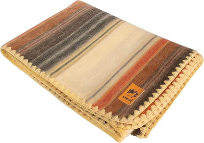 Alpaca Wool Blanket – Twin Size, 75 x 38 Inches – Warm & Lightweight – Couch, Bed, or Outdoor Blanket – Light Brown