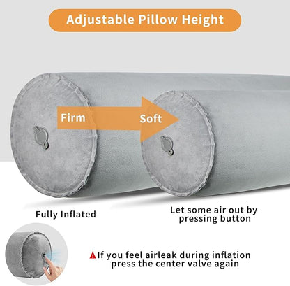 EULANT Inflatable Body Pillow for Adults,Inflatable Travel Body Pillow for Sleep,47inch Long Hug Pillow Bolster Pillow for Sleeping, Back