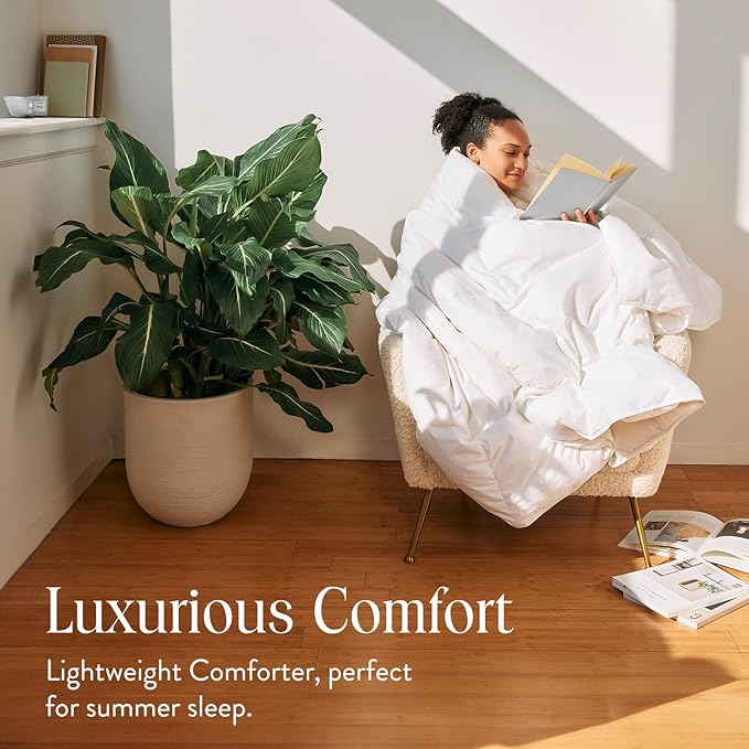 Brooklinen Lightweight Luxury Down Comforter, 100% Natural Canadian Duck Down Duvet Insert - 650 Fill Power, 100% Cotton Shell, Twin/Twin XL Size Comforter for Warm Sleepers