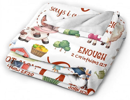 Farm Animal Blanket,Bible Verse Blanket, Christian Gifts, Cow Sheep Horse Chicken Dog Tractor Print Blankets,Cute Religious Gifts for Women Men,Farm Animals Lover Room Bed Decoration, 60"x80"