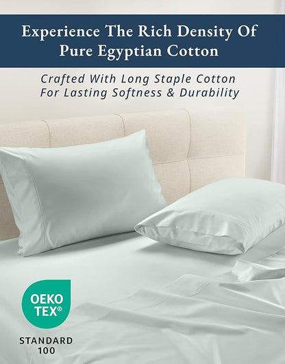 LANE LINEN 100% Egyptian Cotton Ultra Soft Queen Size Sheets Set, Mercerized Silky Sateen Weave, Fully Elasticized Fitted Sheet with French Seam, Hotel Quality Thick Luxury Bed Sheets – Murmur