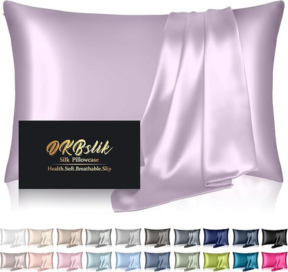 Silk Pillowcase for Hair and Skin, Mulberry Silk Pillow Cases Queen Size, Anti Acne Cooling Beauty Sleep Both Sides Natural Silk Satin Pillowcases with Hidden Zipper, Gifts for Women Men, Lavender