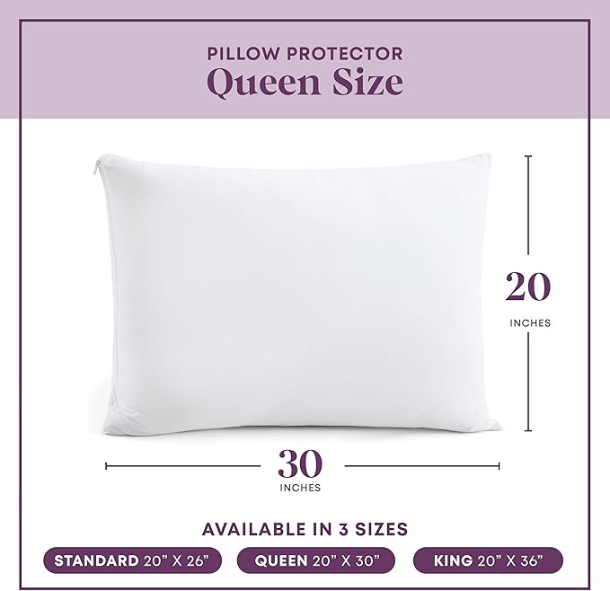 CirclesHome Pillow Protectors 12 Pack Queen Zippered - 100% Cotton Breathable Pillowcases - Protects Pillows from Dirt, Dust and Debris (Queen- Set of 12 - 20x30)