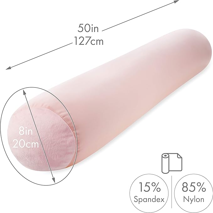 Case Only - Body Pillow Cover Stylish Silky Super Soft - 85% Spandex/ 15% Nylon Blend, Beauty - Breathable Pillowcase - Gentle on Hair Size 48 X 8, Cream Peach