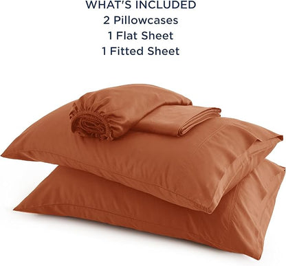 Bedsure California King Sheet Sets, Cooling Sheets, Rayon Derived from Bamboo, Breathable & Soft, Deep Pocket Up to 16 Inches, Hotel Luxury Silky Bedding for Hot Sleepers, Burnt Orange