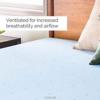 Lucid 2 Inch Memory Foam Mattress Topper, California King Size – Cooling Gel Bed Topper – Preassure-Relieving Plush Feel – Ventilated Breathable Design – CertiPur Certified - Dorm Essentials