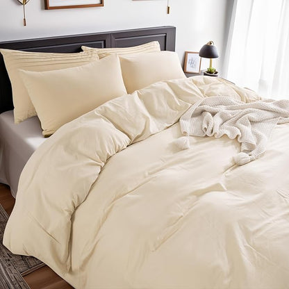 NEXHOME PRO Full Duvet Cover Set – 100% Certified Organic Cotton with Washed Feel & Linen-Like Texture, Comfortable & Breathable, Home Bedding Set 80"*90" (No Comforter) 8090N