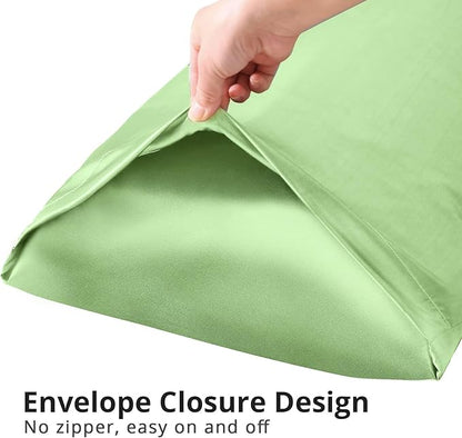 HUXMEYSON Body Pillow with Satin Pillowcase, Body Pillow for Adults, Removable Cover, Green (20"x54")