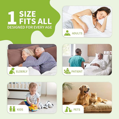 Washable Bed Pads with 10 Sturdy Handles 40”×72” Extra Large Reusable Underpads 4-Layers Leakproof Chucks Pads Washable for Incontinence (Green,1 Pack)