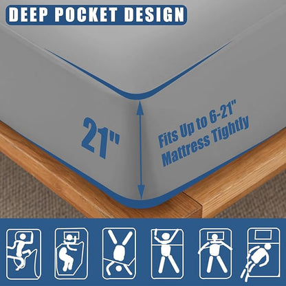 Waterproof Mattress Protector Queen Size, 2 Pack Breathable Mattress Cover, Fitted Deep Pocket Mattress Pad Cover Stretches up to 21 Inches, Soft Noiseless Bed Cover