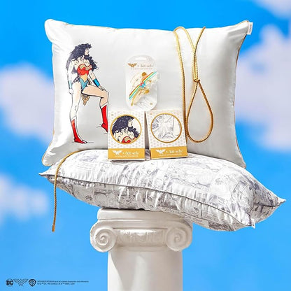 Kitsch Wonder Woman (Believe in Wonder) Satin Pillowcase with Zipper Softer Than Silk, Luxury Cooling Pillowcase for Hair & Skin, Wrinkle Prevention, King Size 19X36