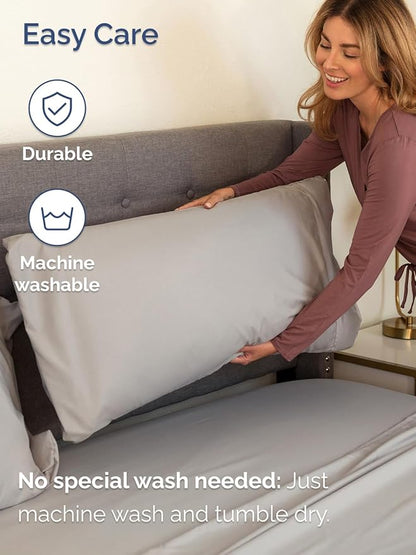 Extra Deep Cal King Sheet Set - 6 Piece Breathable and Cooling Sheets - Hotel Luxury Bed Sheets Set - Easy Fit - Soft, Wrinkle Free and Comfy Sheets Set - Light Grey Sheet Set with Extra Deep Pockets