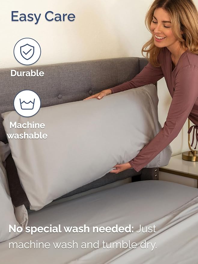 Extra Deep Full Sheet Set - 6 Piece Breathable & Cooling Sheets - Hotel Luxury Bed Sheets Set - Easy & Secure Fit - Soft, Wrinkle Free & Comfy Sheets Set - Light Grey Sheet Set with Extra Deep Pockets