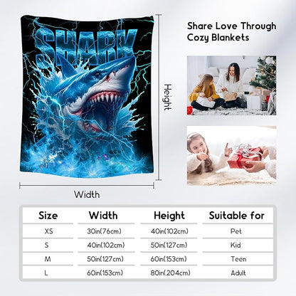 Boys Blanket Gifts Shark Blankets for Kids Teens, 50"x60" Soft Plush Throw for Son Grandson