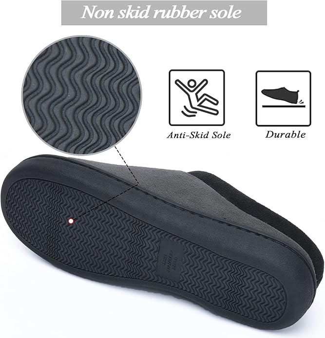 Memory Foam Mens Slippers Slip-On Comfy House Slippers for Men Indoor Outdoor Non-Slip Warm Winter Men’s Bedroom Slippers Size