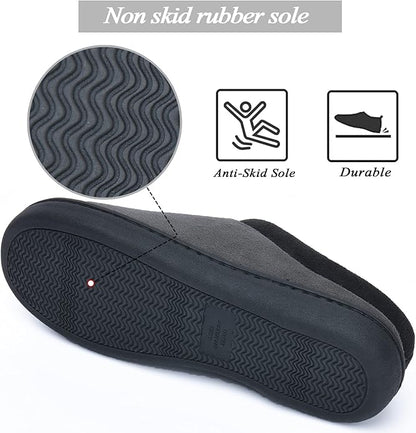 Memory Foam Mens Slippers Slip-On Comfy House Slippers for Men Indoor Outdoor Non-Slip Warm Winter Men’s Bedroom Slippers Size