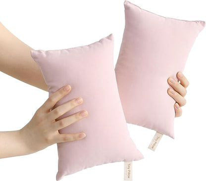 BEDSUM 2 Pack Tiny Pillows, 11"x7" Microfiber Mini Pillow for Travel, Dogs, Cats, Soft and Machine Washable Small Pillows for Neck, Wrist, and Knee Comfort, Pink