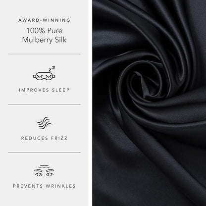 Fishers Finery 25mm 100% Pure Mulberry Silk Pillowcase (Black Standard)