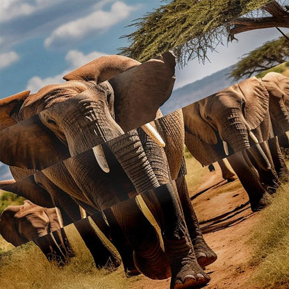 Elephant Duvet Cover Set African Wild Animal Elephant Population Wild Natural Scenery Print Bedding Quilt Set for Kids Boys Girls Teens Living Room Decorative,Full