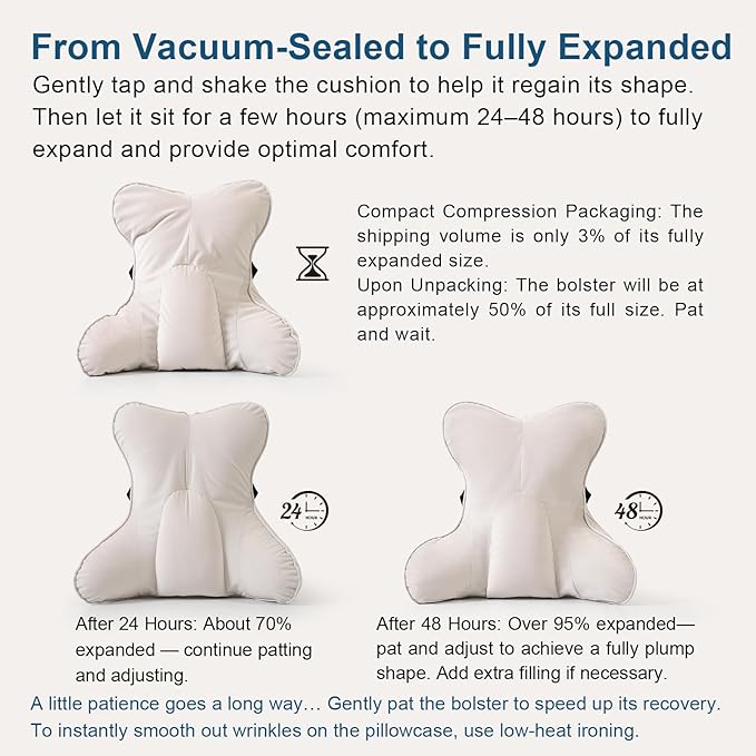 Lumbar Support Pillow – Multi-Functional Ergonomic Back Cushion for Office Chair, Car Seat & Sofa, Reading Pillow with Firm Multi-Zone Support to Relieve Lower Back Pain,Misty White