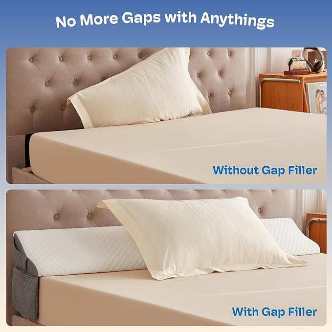 Full Size Wedge Pillow Headboard for Bed Gap Filler, Bed Wedge Pillow for Headboard Gap (0-8") Ergonomic Mattress Wedge Gap Filler for Stop Pillows, Phones & Items Falling Down(54"X10"X6")